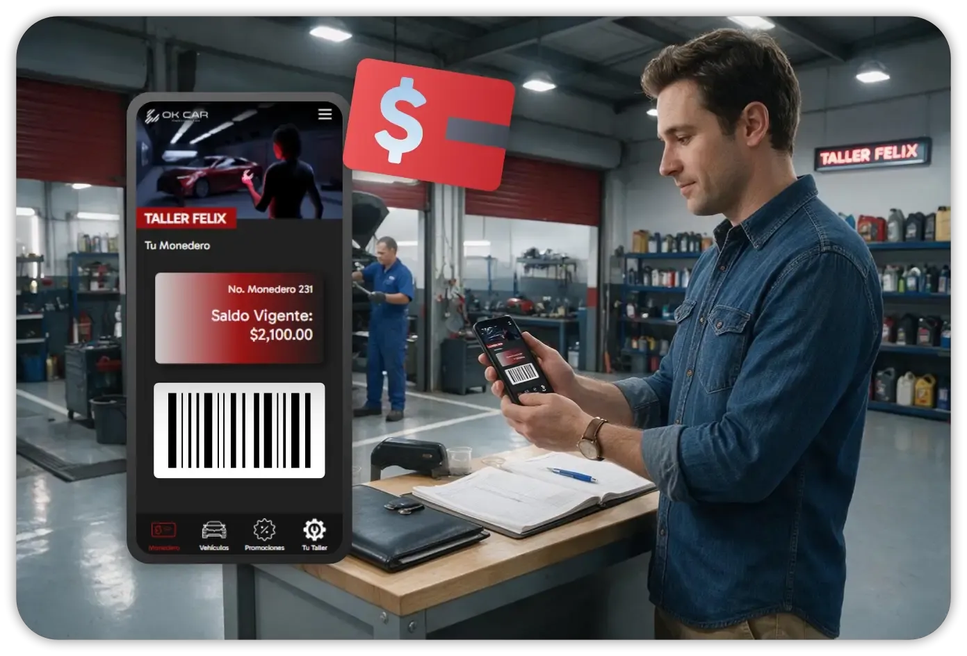 imagen de cliente usando su monedero electrónico